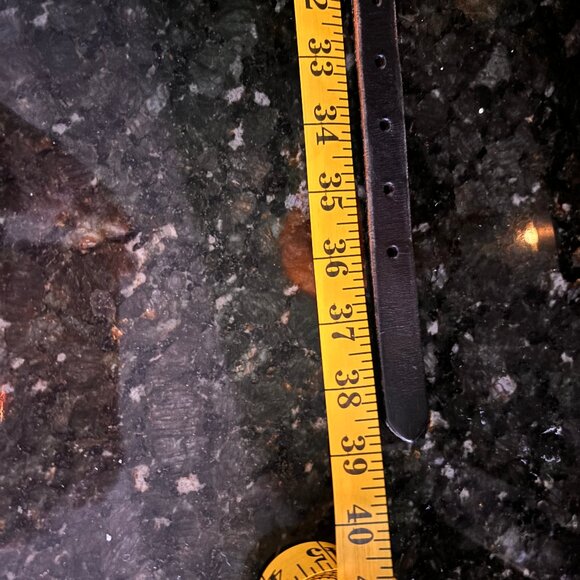 Vintage Fossil Western Black Leather & Silver Metal Retro Boho Sun Charm Belt - Picture 2 of 2